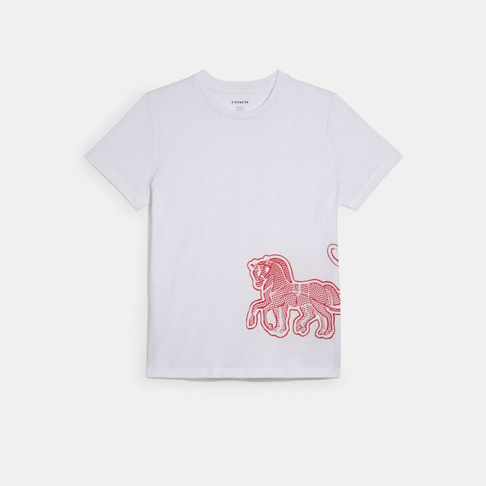 COACH C2513 T-SHIRT WITH HORSE AND CARRIAGE WHITE