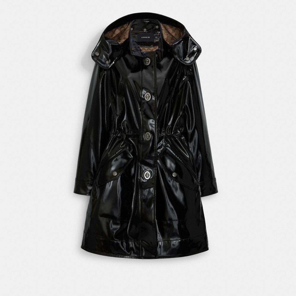 RAINCOAT WITH SIGNATURE LINING - BLACK - COACH C2515