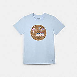 T-SHIRT WITH SIGNATURE 80'S PATCHES - SKY - COACH C2521