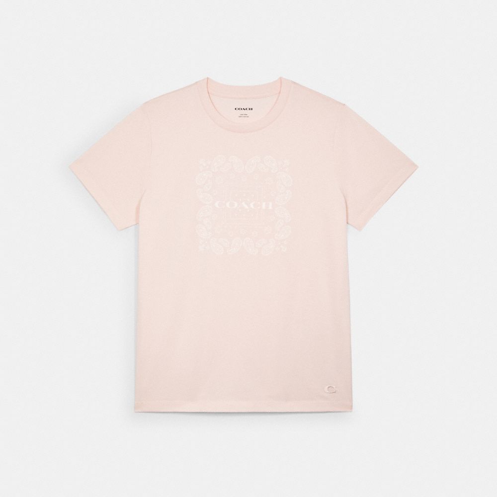 COACH BANDANA PRINT T-SHIRT - CRYSTAL PINK - C2528