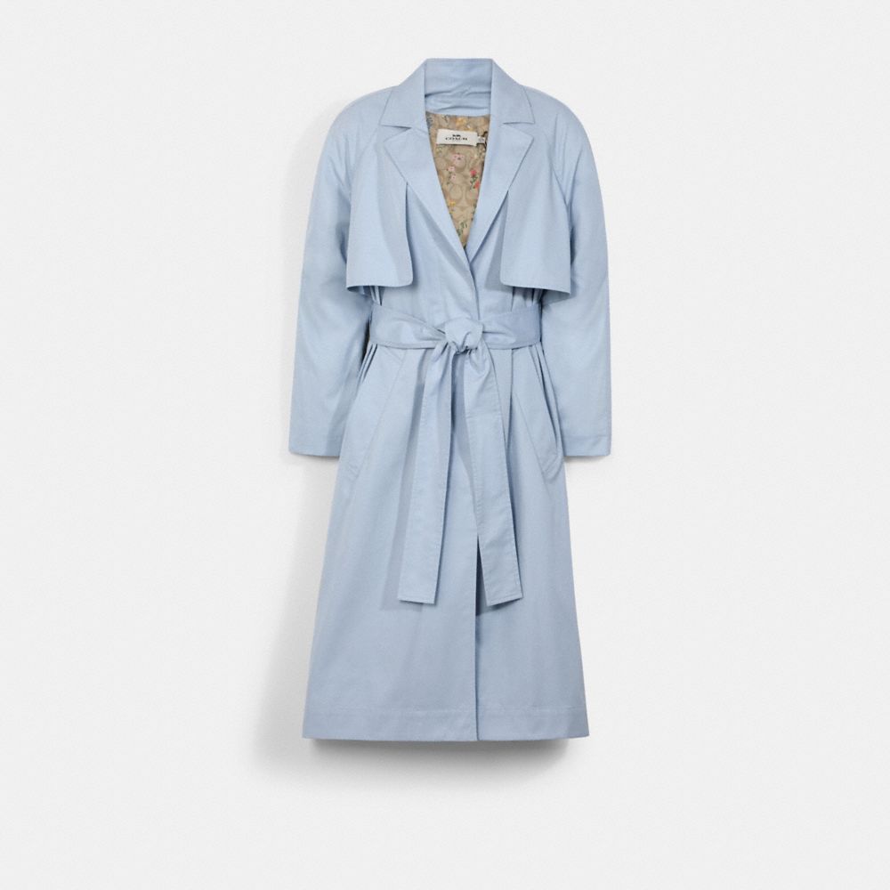 LIGHTWEIGHT TRENCH WITH SIGNATURE FLORAL PRINT LINING - SKY - COACH C2530