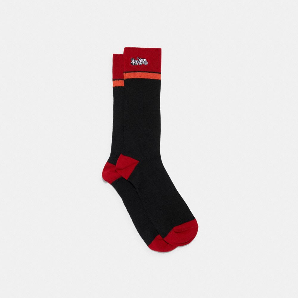 HORSE AND CARRIAGE STRIPE SOCKS - C2536 - BLACK