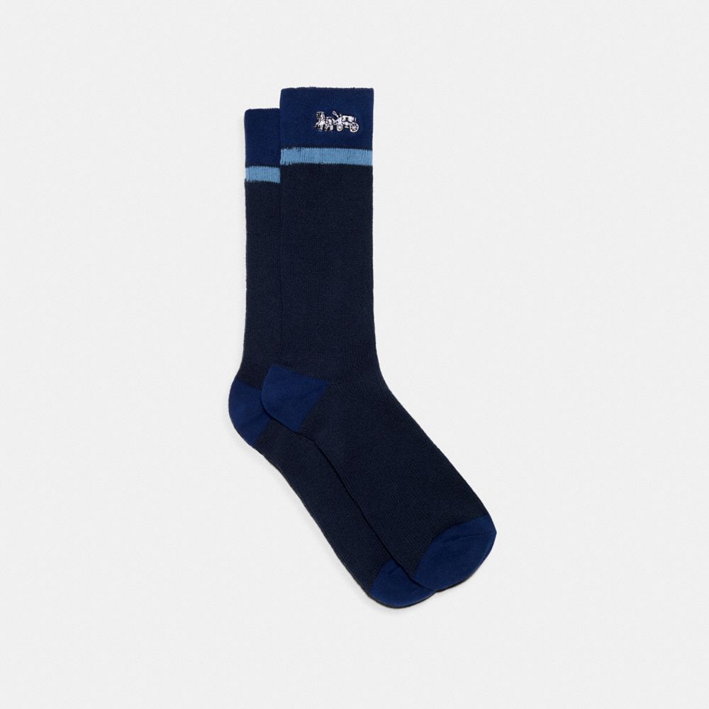 HORSE AND CARRIAGE STRIPE SOCKS - DARK NAVY - COACH C2536