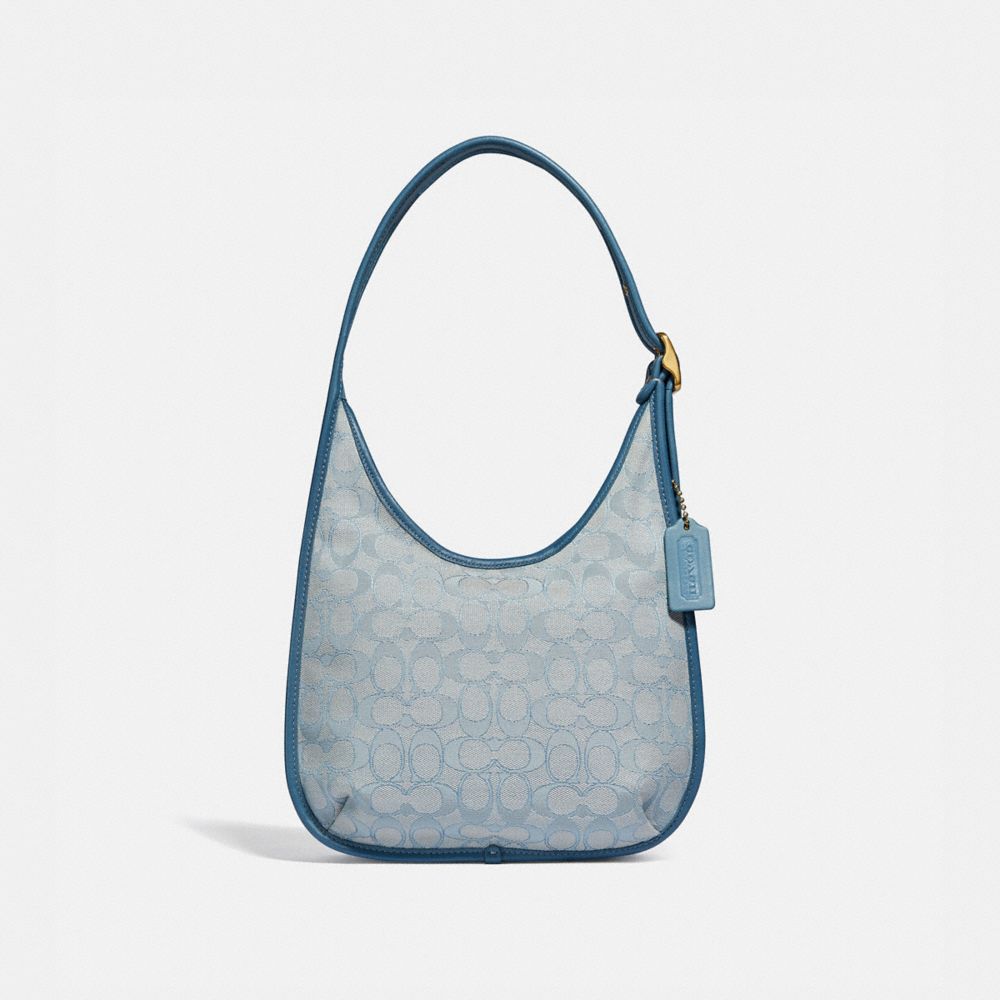 Ergo Shoulder Bag In Signature Jacquard - C2588 - BRASS/MARBLE BLUE AZURE