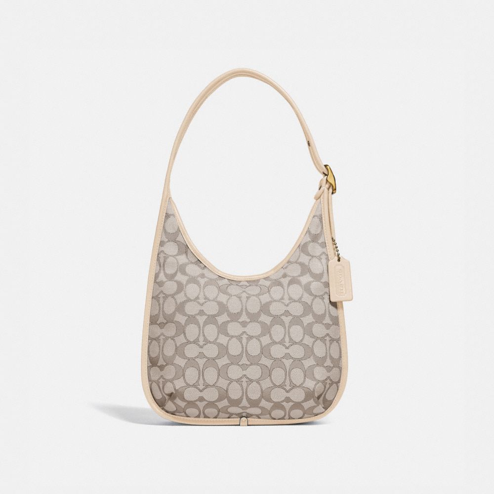 Coach Signature Jacquard Ergo Shoulder Bag - Marble Blue/Brass