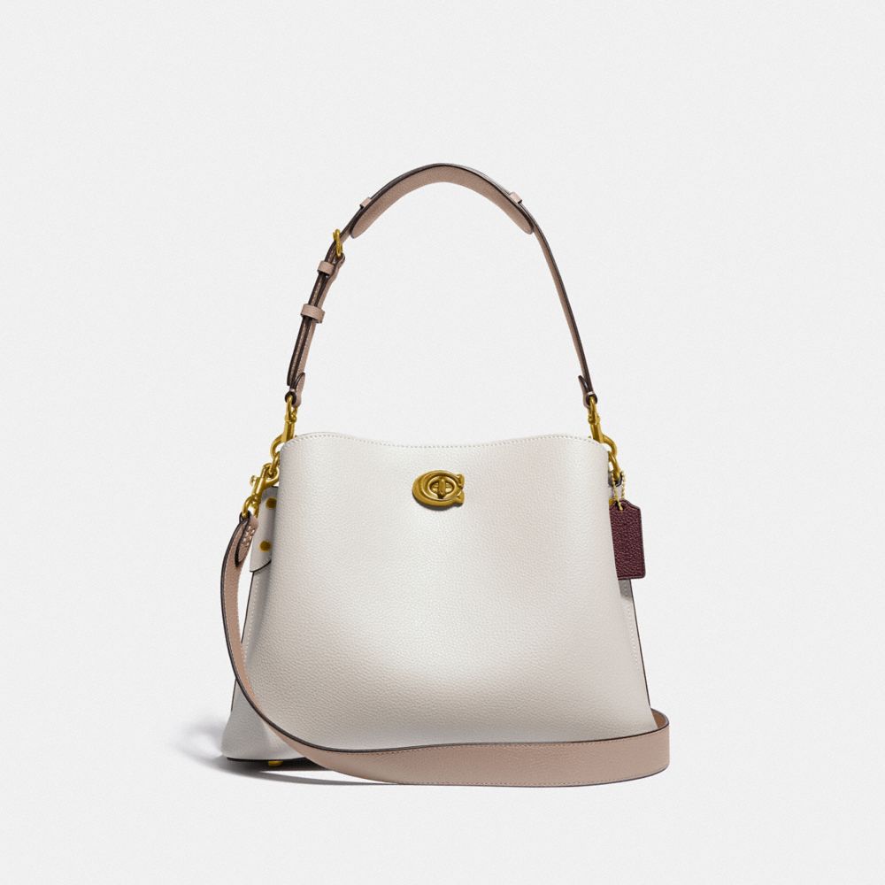 COACH C2590 Willow Shoulder Bag In Colorblock Brass/Chalk Multi