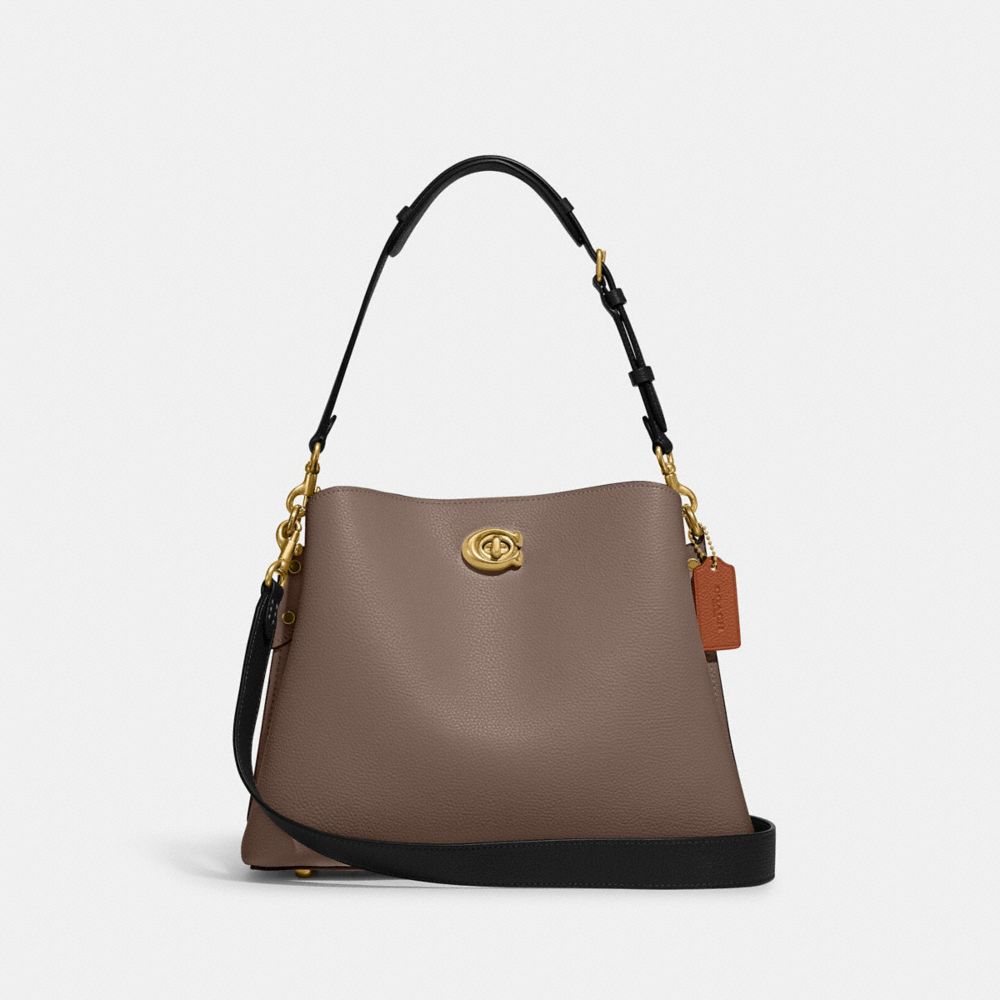 COACH C2590 Willow Shoulder Bag In Colorblock BRASS/DARK STONE
