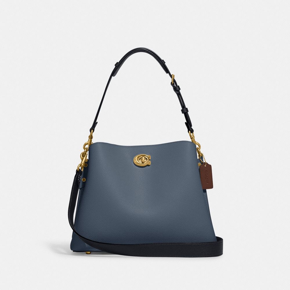 COACH C2590 Willow Shoulder Bag In Colorblock BRASS/DENIM