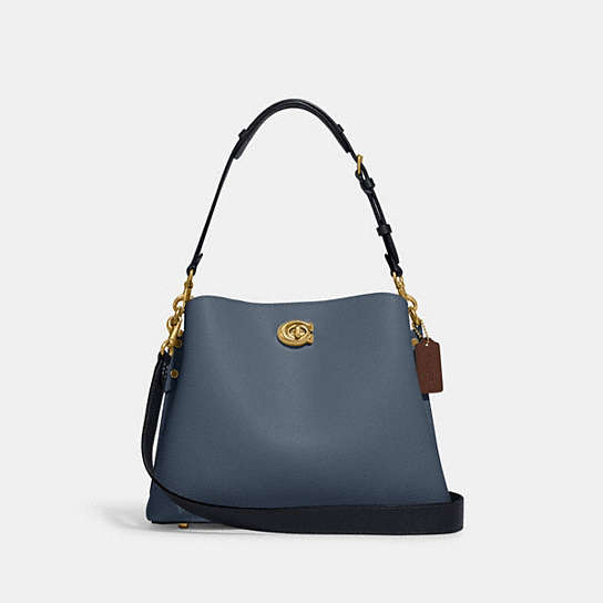 C2590 - Willow Shoulder Bag In Colorblock Brass/Denim