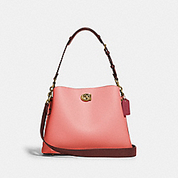 COACH C2590 - Willow Shoulder Bag In Colorblock BRASS/CANDY PINK MULTI