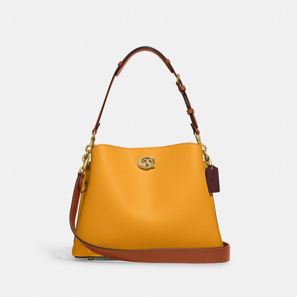 COACH C2590 Willow Shoulder Bag In Colorblock BRASS/BUTTERCUP MULTI