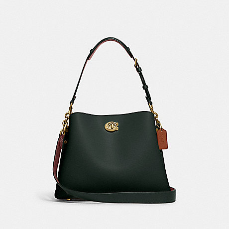 COACH C2590 Willow Shoulder Bag In Colorblock BRASS/AMAZON-GREEN-MULTI