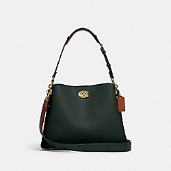 COACH C2590 Willow Shoulder Bag In Colorblock BRASS/AMAZON GREEN MULTI