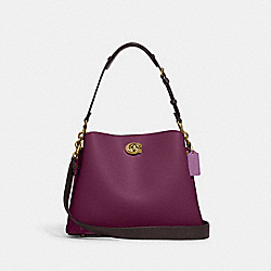 Willow Shoulder Bag In Colorblock - C2590 - Brass/Deep Berry Multi