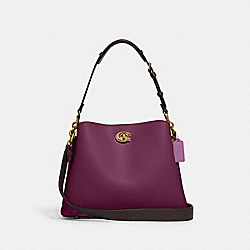 COACH C2590 Willow Shoulder Bag In Colorblock BRASS/DEEP BERRY MULTI