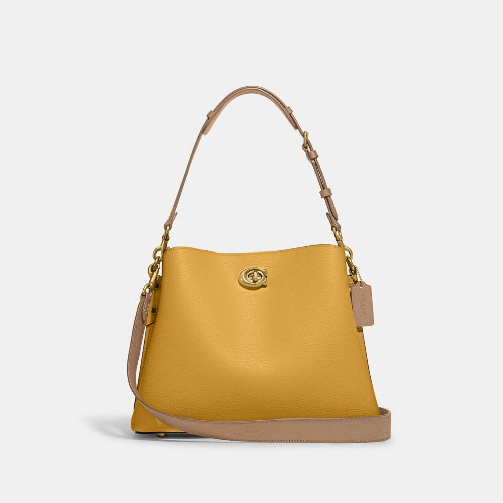 COACH C2590 Willow Shoulder Bag In Colorblock BRASS/YELLOW GOLD MULTI