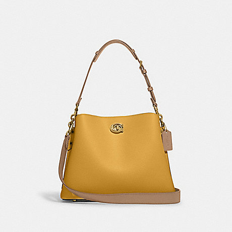COACH C2590 Willow Shoulder Bag In Colorblock Brass/Yellow Gold Multi