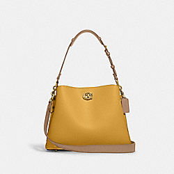 COACH C2590 Willow Shoulder Bag In Colorblock BRASS/YELLOW GOLD MULTI