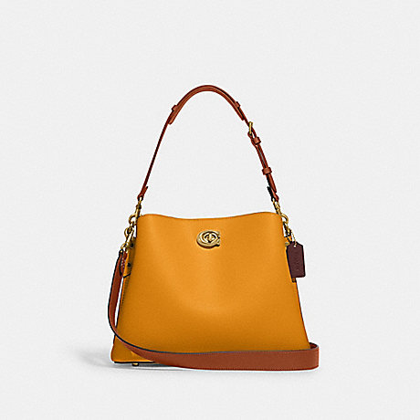 COACH C2590 Willow Shoulder Bag In Colorblock Brass/Faded Orange Multi