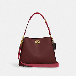Willow Shoulder Bag In Colorblock - C2590 - Brass/Wine