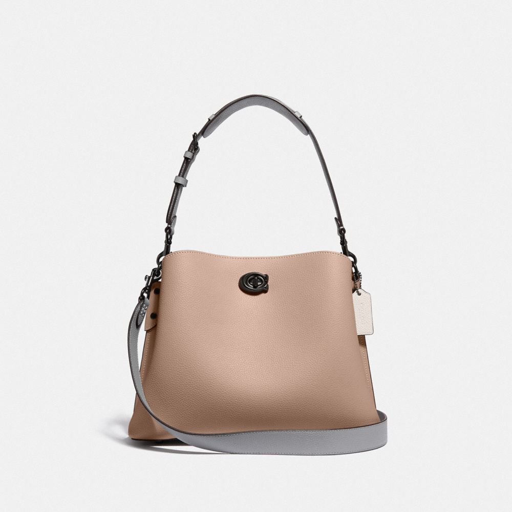 COACH C2590 Willow Shoulder Bag In Colorblock Pewter/Taupe Multi