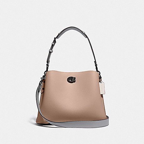 COACH C2590 Willow Shoulder Bag In Colorblock Pewter/Taupe-Multi
