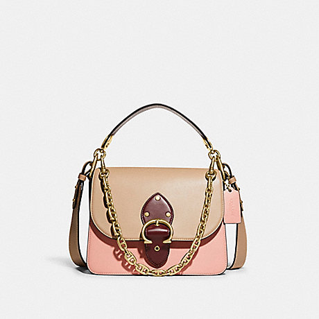 COACH C2595 Beat Shoulder Bag In Colorblock BRASS/CANDY-PINK-MULTI