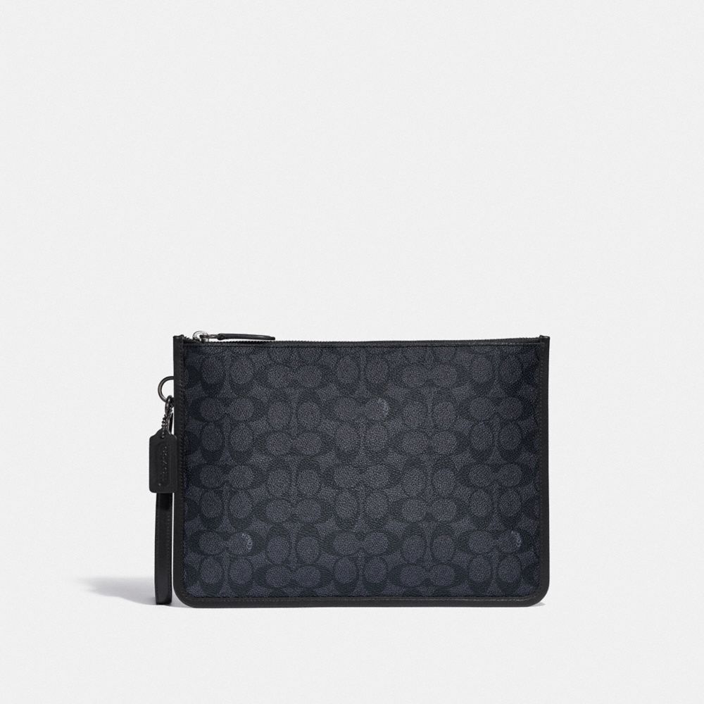 COACH C2605 Charter Pouch In Signature Canvas Charcoal