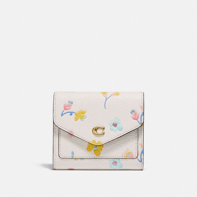 公式 Coach コーチ ウィン スモール ウォレット ウィズ ウォーターカラー フローラル プリント 財布 革小物