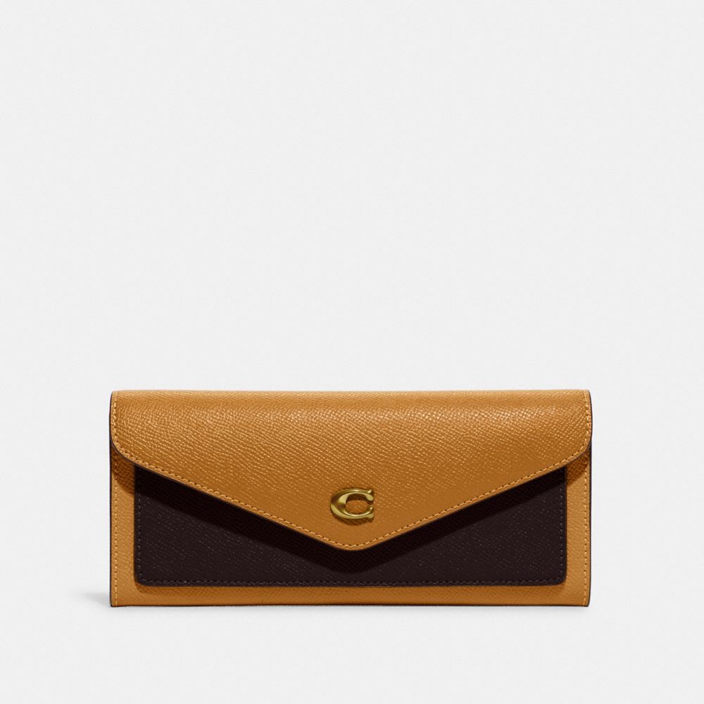 Wyn Soft Wallet In Colorblock - C2622 - Brass/Light Camel Multi