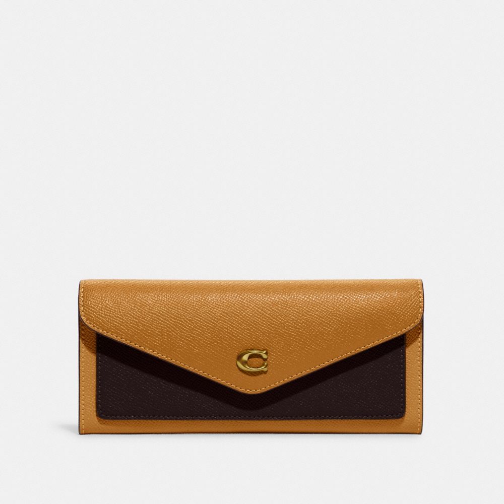 COACH C2622 Wyn Soft Wallet In Colorblock Brass/Light Camel Multi