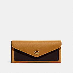Wyn Soft Wallet In Colorblock - C2622 - Brass/Light Camel Multi