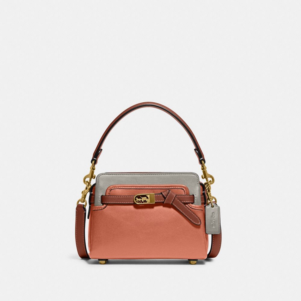 COACH C2632 Tate 18 Crossbody In Colorblock BRASS/LIGHT CORAL MULTI