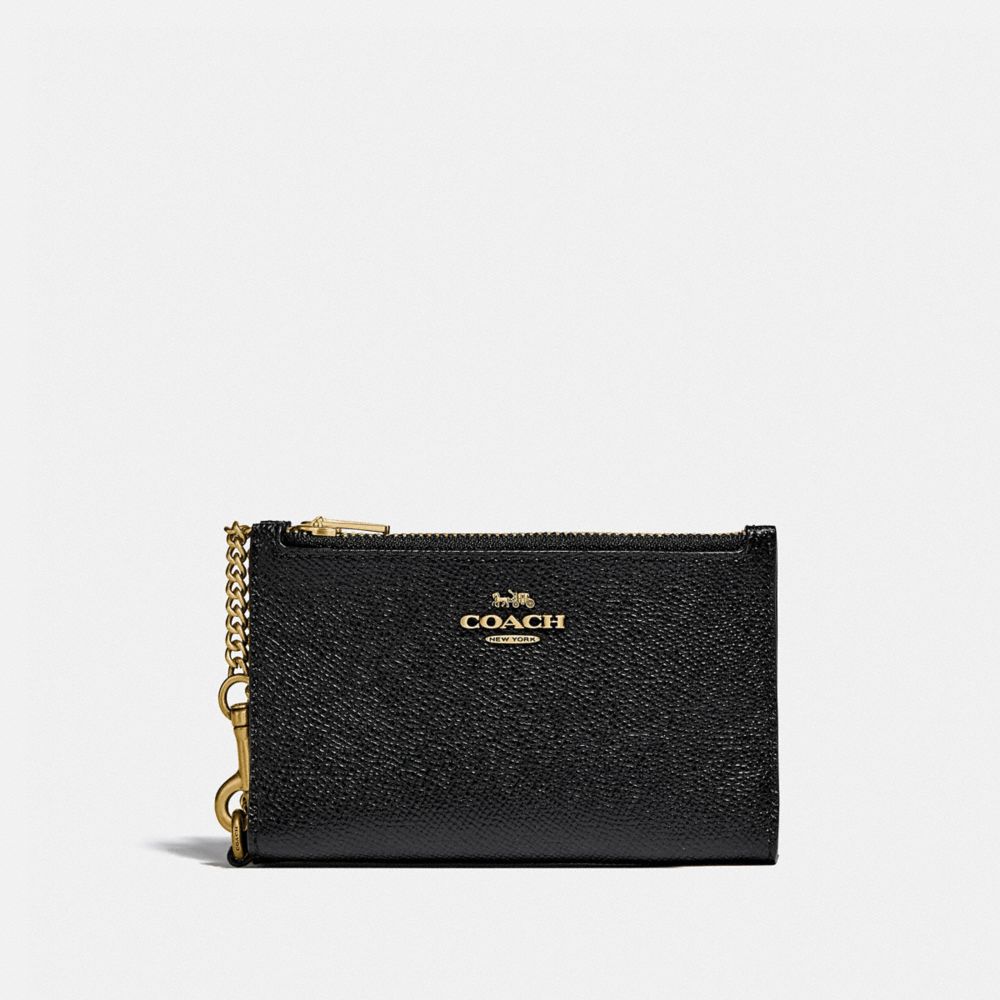 COACH C2644 Zip Chain Card Case Brass/Black