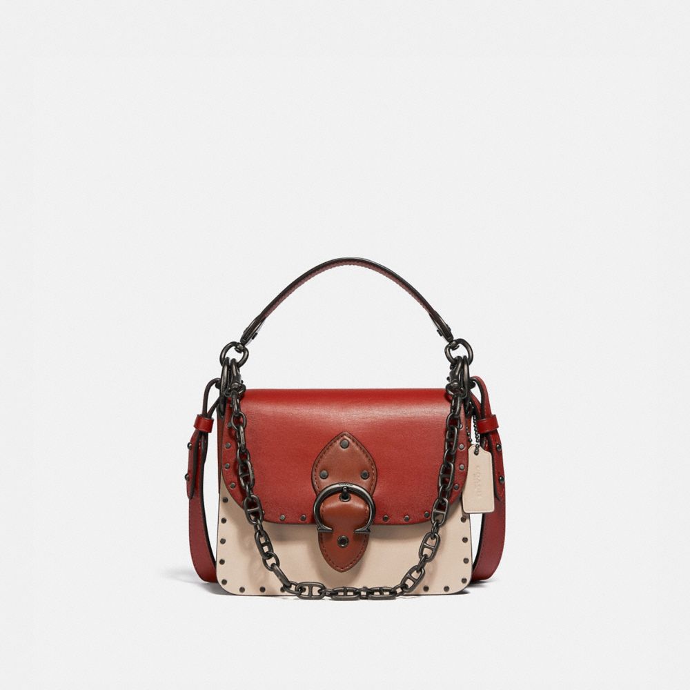 COACH Beat Shoulder Bag 18 In Colorblock With Rivets - V5/RED SAND IVORY MULTI - C2661