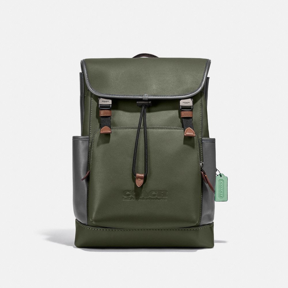 COACH C2662 - League Flap Backpack In Colorblock JI/DARK SHAMROCK MULTI