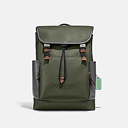 League Flap Backpack In Colorblock - JI/DARK SHAMROCK MULTI - COACH C2662