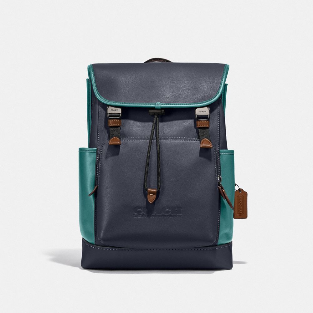 COACH League Flap Backpack In Colorblock - JI/OCEAN MULTI - C2662