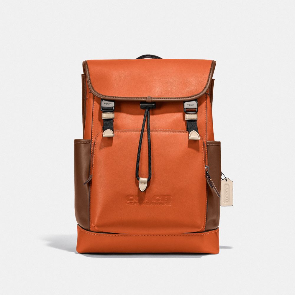 League Flap Backpack In Colorblock - C2662 - JI/SPICE ORANGE MULTI