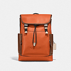League Flap Backpack In Colorblock - JI/SPICE ORANGE MULTI - COACH C2662