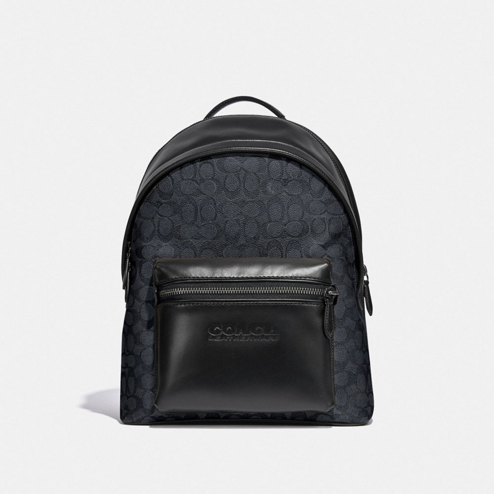 COACH C2670 Charter Backpack In Signature Canvas Black Copper/Charcoal