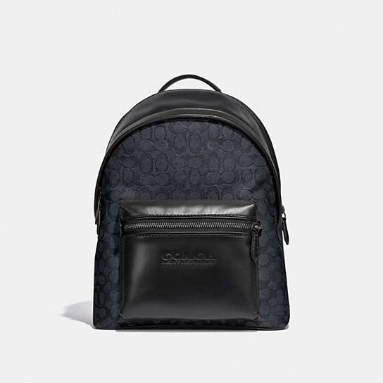C2670 - Charter Backpack In Signature Canvas Black Copper/Charcoal