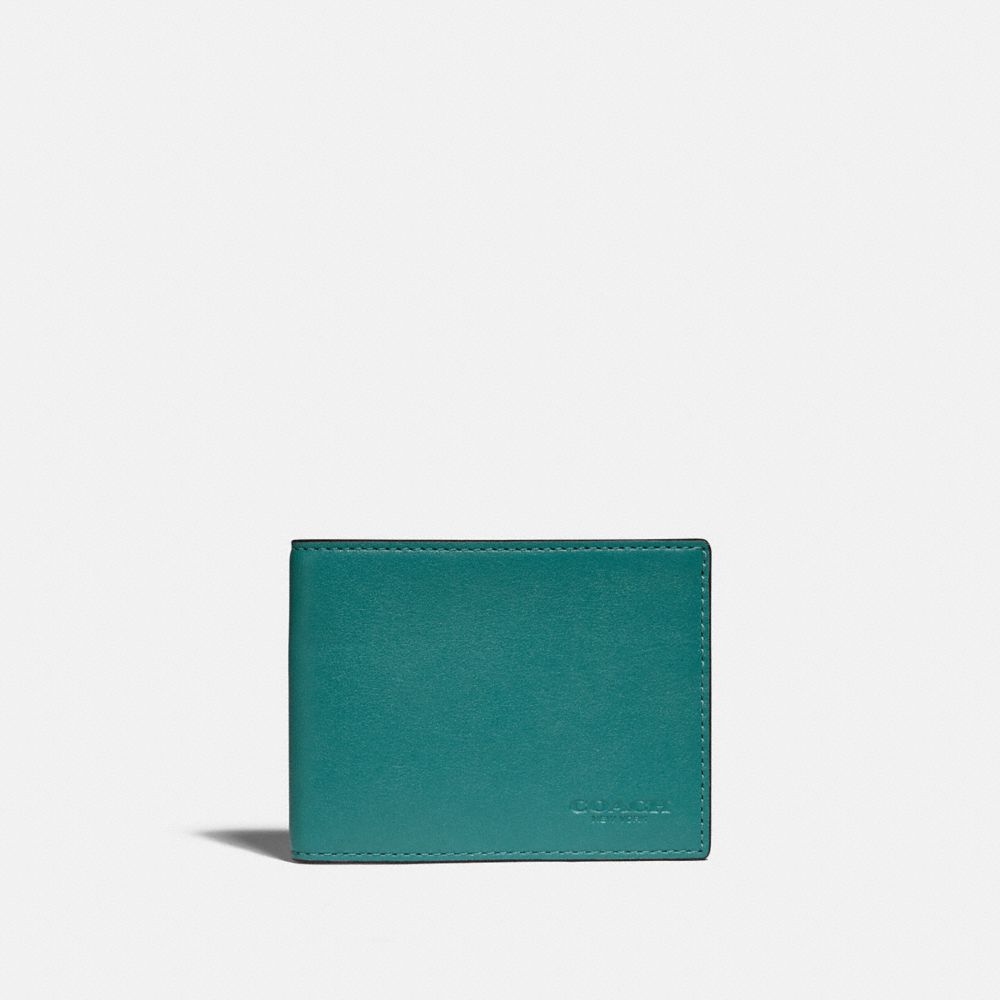 COACH Slim Billfold Wallet In Colorblock - OCEAN/MIDNIGHT NAVY - C2695