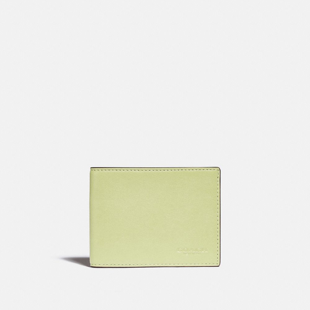 COACH Slim Billfold Wallet In Colorblock - PALE LIME/PEBBLE - C2695