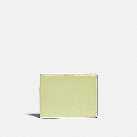 COACH Slim Billfold Wallet In Colorblock - PALE LIME/PEBBLE - C2695