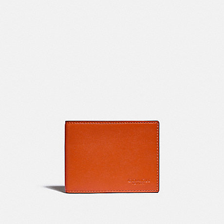 COACH C2695 Slim Billfold Wallet In Colorblock SPICE-ORANGE/DARK-SADDLE