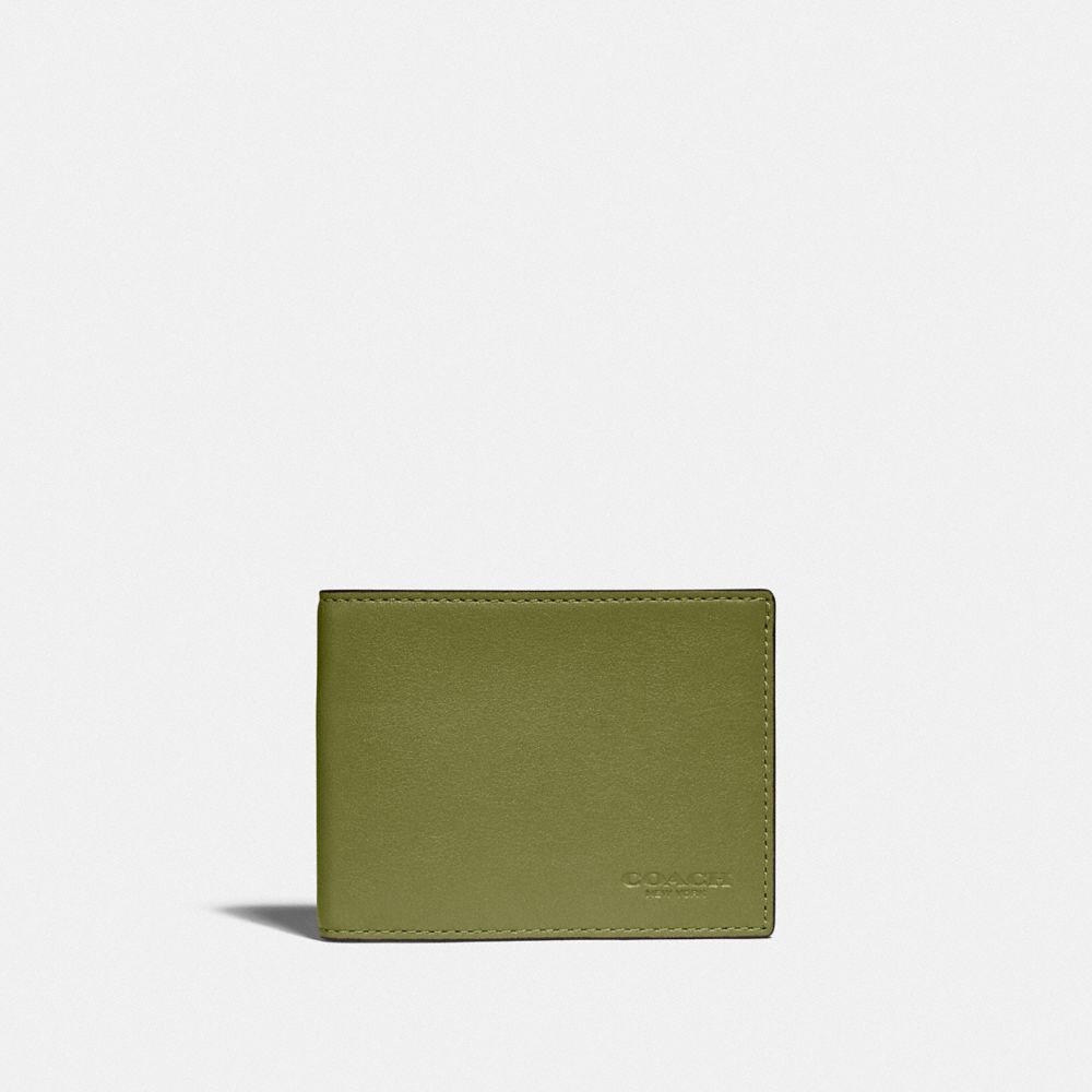 Slim Billfold Wallet In Colorblock - OLIVE GREEN/AMAZON GREEN - COACH C2695