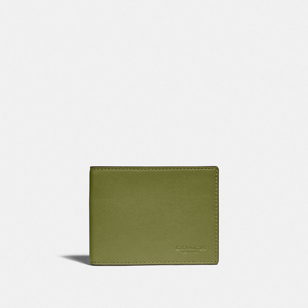 COACH C2695 - Slim Billfold Wallet In Colorblock OLIVE GREEN/AMAZON GREEN