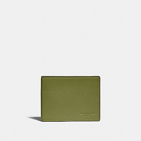 COACH C2695 Slim Billfold Wallet In Colorblock OLIVE GREEN/AMAZON GREEN