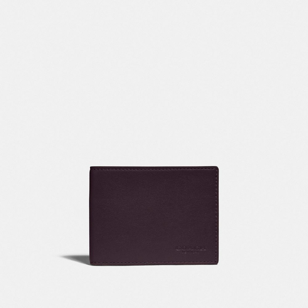 COACH C2695 Slim Billfold Wallet In Colorblock Oxblood/Red Sand